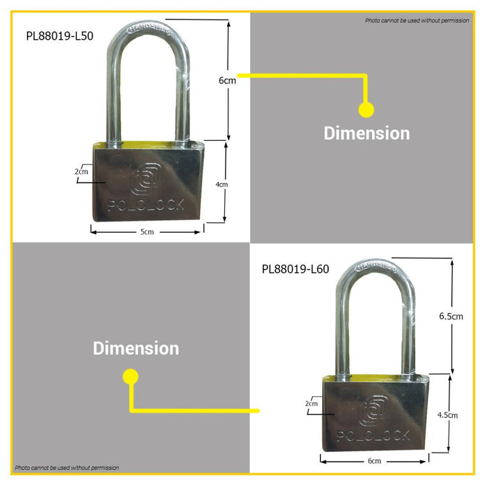 BUILDMATE Top Security Lock Padlock Short Shackle 30MM - 60MM Chrome Plated Keyed Wide Lock PL88019