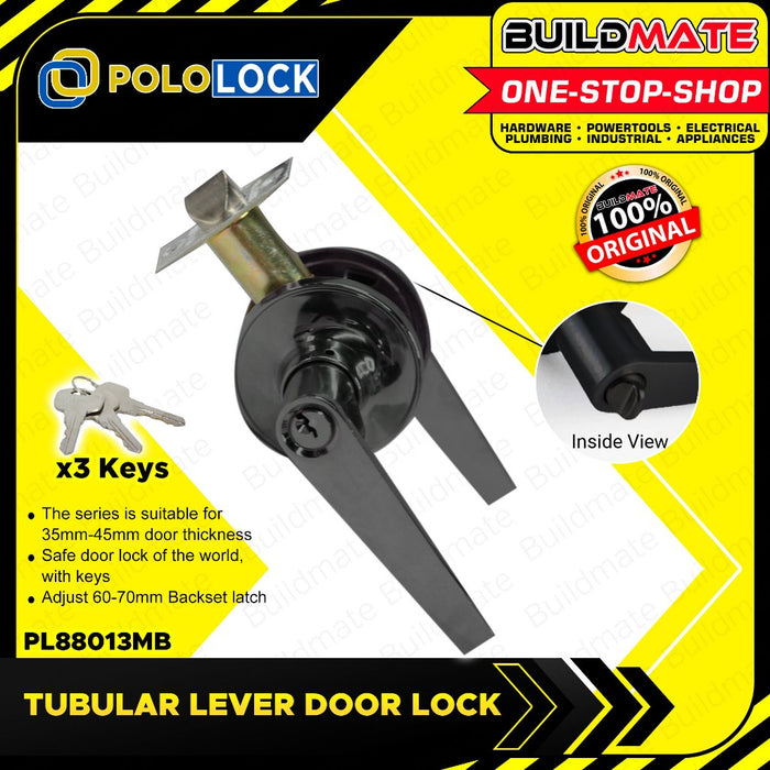 BUILDMATE Pololock Tubular Lever Door Lock Privacy Security Doorknob Entrance Leverset - PL88013