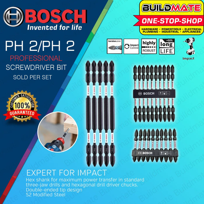BUILDMATE Bosch Double-Ended Screwdriver Bit Set 65MM - 150MM Phillip Magnetic Expert for Impact BAX