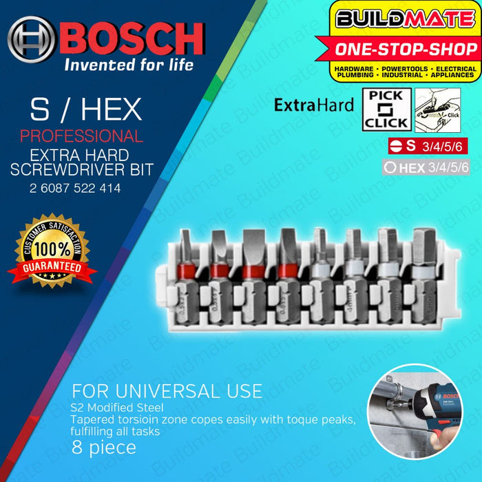 BUILDMATE Bosch 8PCS/SET 25MM Extra Hard Pick and Click Insert Impact Bit Set Screwdriver Bits - BAX
