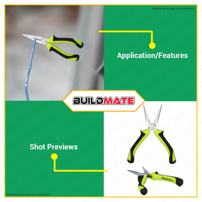 HOYOMA Injection Long Nose Pliers 6" / 8" Inch Side Cutter for Bending Wire & Small Object •BUILDMATE• HYMHT