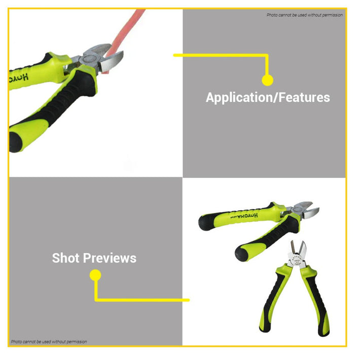 HOYOMA Injected Diagonal Cutting Pliers 6" / 8" Inch Electricians Side Cutter Wire Cutting Stripping - •BUILDMATE• HYMHT