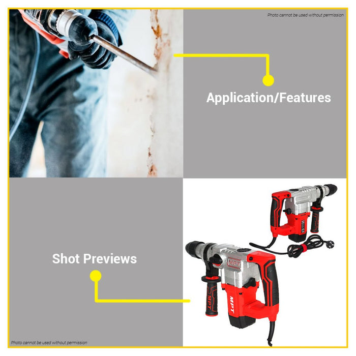 BUILDMATE MPT Rotary Hammer Chipping Gun Drill 1050W SDS PLUS with One Chuck Concrete Breaker Engraver MRH2603 / MRH2606