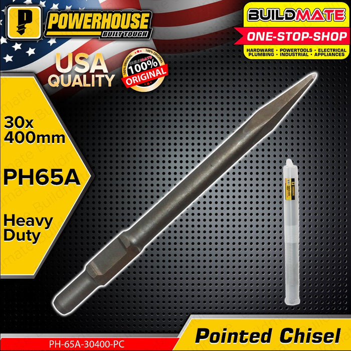 BUILDMATE Powerhouse 65A Drill Bit Chisel Pointed / Flat 380 / 400MM for Concrete Breaker 30400 PTAA