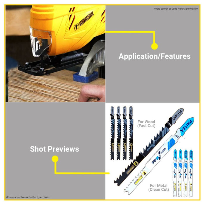 BUILDMATE Powerhouse 5PCS Jigsaw Blade Speed for Wood / Basic for Metal Cutting PH144D / PH188A PTAA