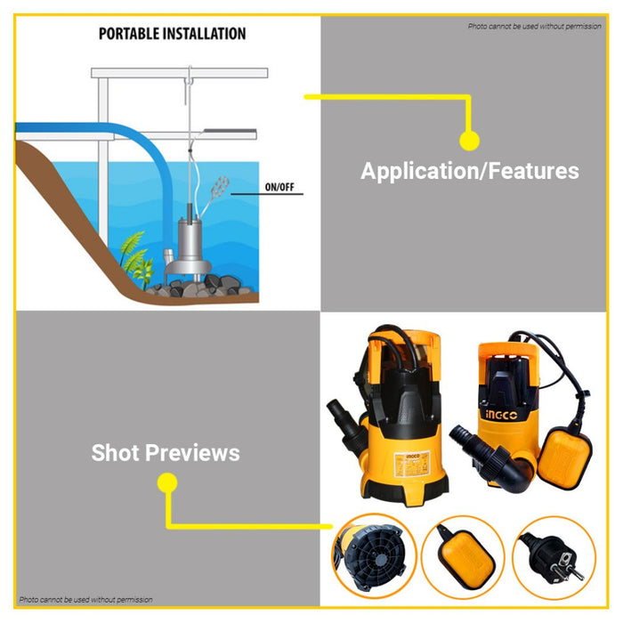 BUILDMATE INGCO 400W Copper Motor Clean Water Submersible Pump 8-meter SPC4008-5 IPT