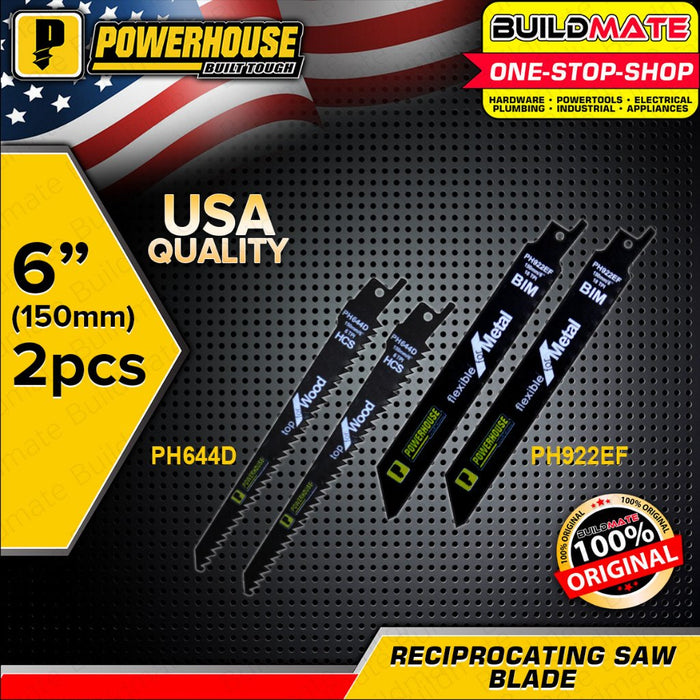 BUILDMATE Powerhouse 2PCS/SET 6" Inch Reciprocating Saw Blade Flexible for Metal / Top for Wood PTAA