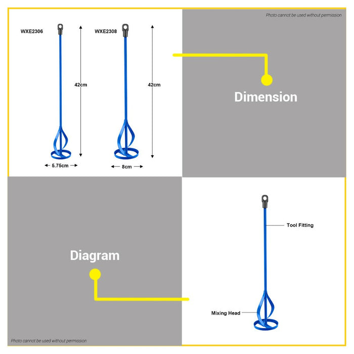 BUILDMATE Wadfow Mix Paddle 60MM / 80MM Diameter Stirring Mixing Rod Mixer Rubber Hanging Hole WHT