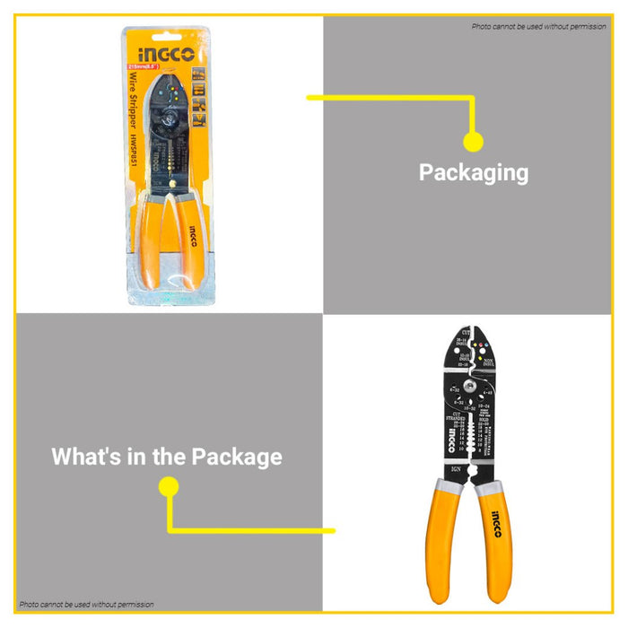 BUILDMATE Ingco Wire Stripper 8.5" Inch Crimper Stripping Cutting Pliers Hand Tool HWSP851 - IHT