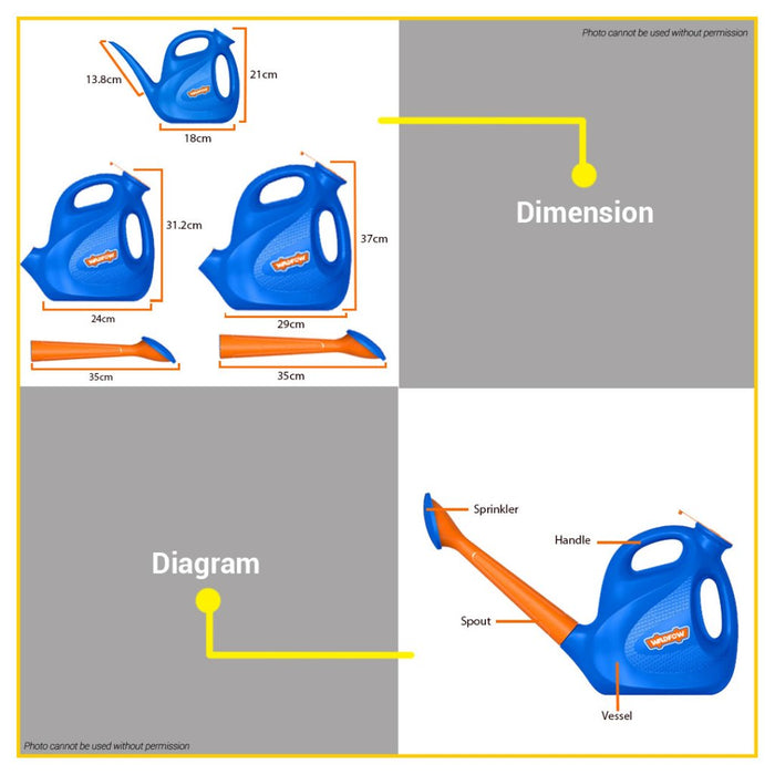 BUILDMATE Wadfow Garden Watering Can 1.5L / 5L / 9L Water Sprinkler for Gardening Hand Tool - WHT