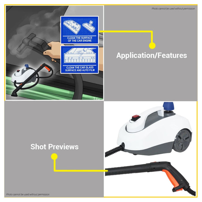 BUILDMATE Wadfow Electric Steam Cleaner 1800W Handheld Steam Vapor Sanitizer Power Cleaning Machine With Waterproof Switch WSC1515 - WPT