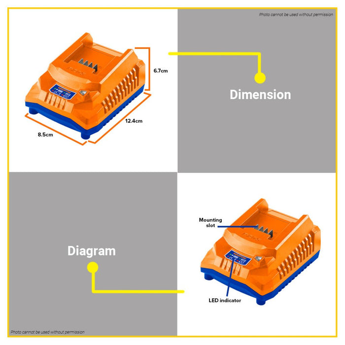 BUILDMATE Wadfow Lithium-Ion Battery Charger 20V Fast Charging Battery for Cordless Tool WFCP518 - WCPT