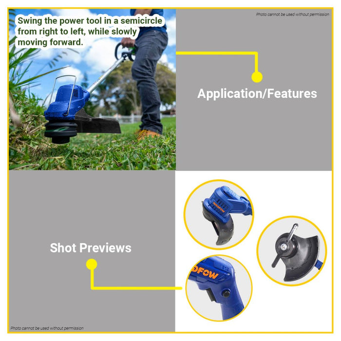 BUILDMATE Wadfow Lithium-Ion Cordless Grass Trimmer 20V Rechargeable Weed Mower Edger Cutter Lawnmower Garden Tools WGTP525 - WCPT