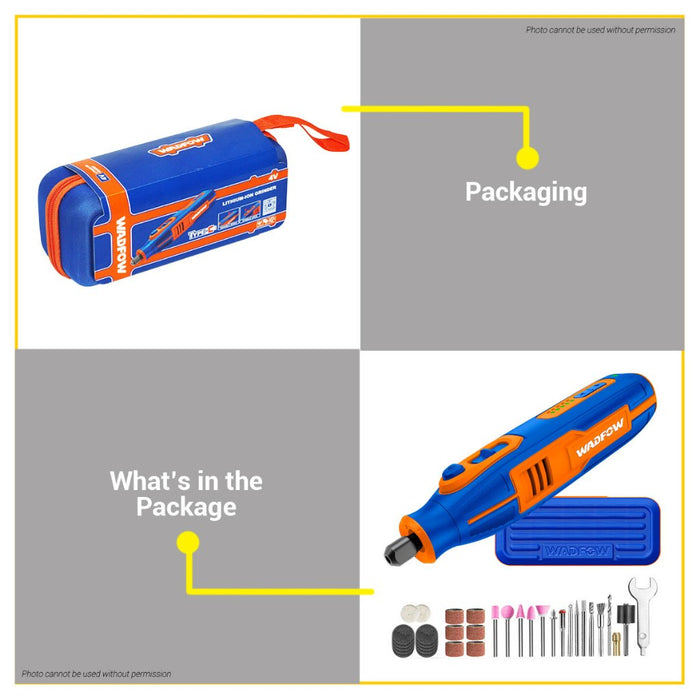 BUILDMATE Wadfow 4V Lithium-Ion Cordless Mini Die Grinder Engraver for Grinding & Polishing with 34pcs Accessories Rotary Tool WRYP1504 - WCPT