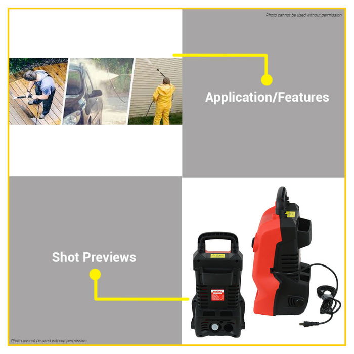 BUILDMATE Zekoki High Pressure Washer 1400W Car Wash Machine Water Power Spray Cleaner with Hose