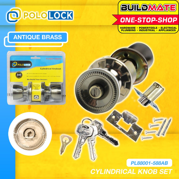 BUILDMATE Pololock Cylindrical Knobset Keyed Entry Door Lock Entrance ...