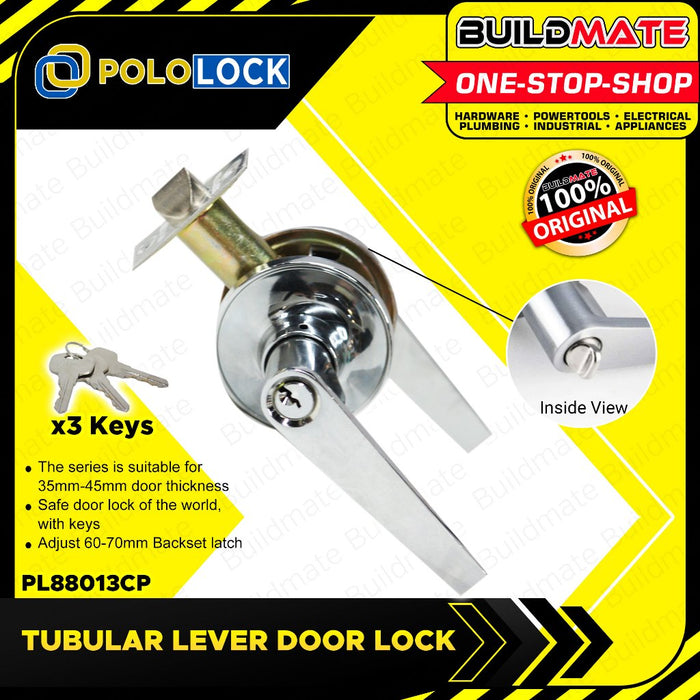 BUILDMATE Pololock Tubular Lever Door Lock Privacy Security Doorknob Entrance Leverset - PL88013