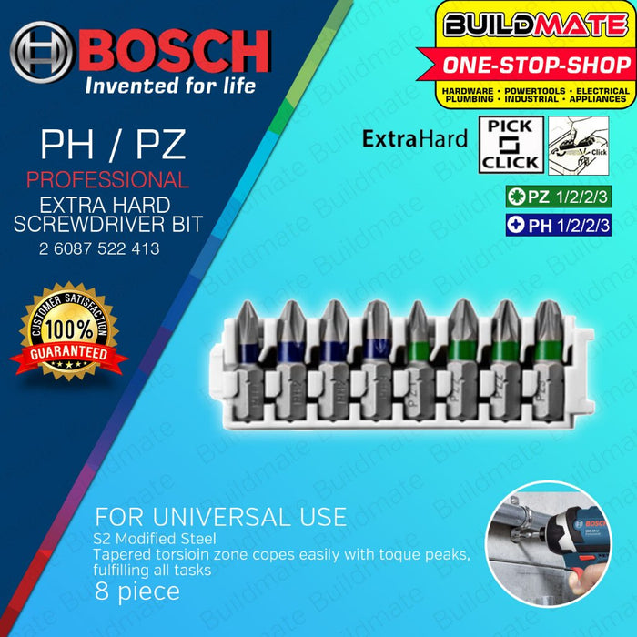BUILDMATE Bosch 8PCS/SET 25MM Extra Hard Pick and Click Insert Impact Bit Set Screwdriver Bits - BAX