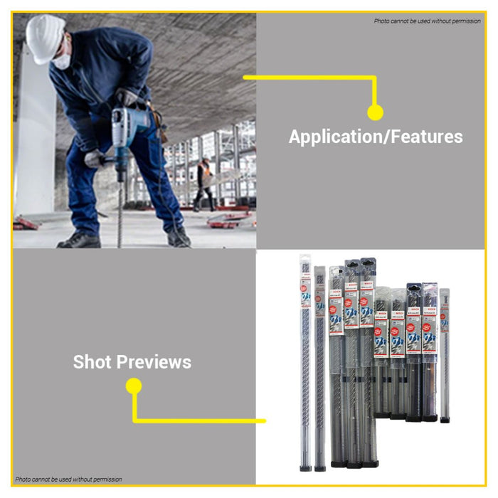 BUILDMATE Bosch SDS MAX-8X Rotary Hammer Concrete Masonry Drill Bit 14mm - 32mm Fast Drilling • BAX