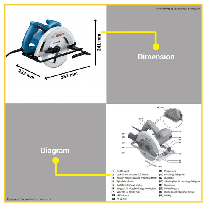 BOSCH Handheld Circular Saw 1300W 1400W Wood Cutter Woodworking