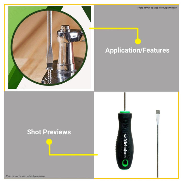 BUILDMATE Nicholson Flat Screwdriver 6.5 x 150MM | 200MM Magnetic Slotted Flathead Repair Hand Tools