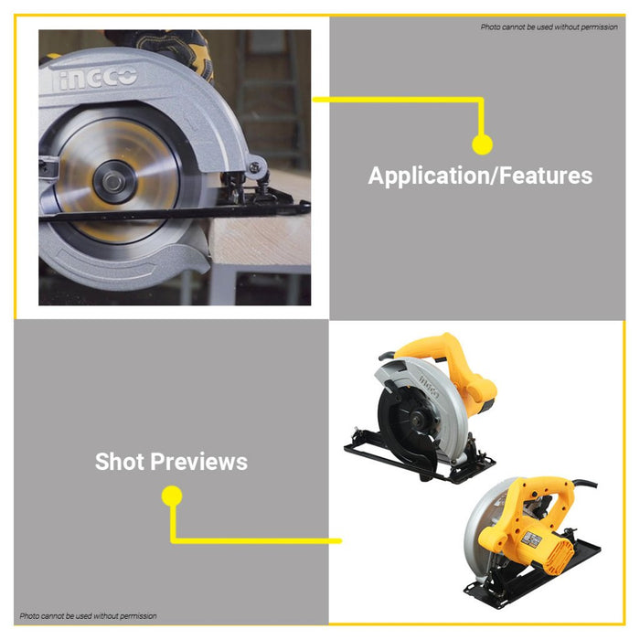 BUILDMATE Ingco 1200W Electric Circular Saw Wood Cutter with 185mm Blade Cutting Machine CS18578 IPT