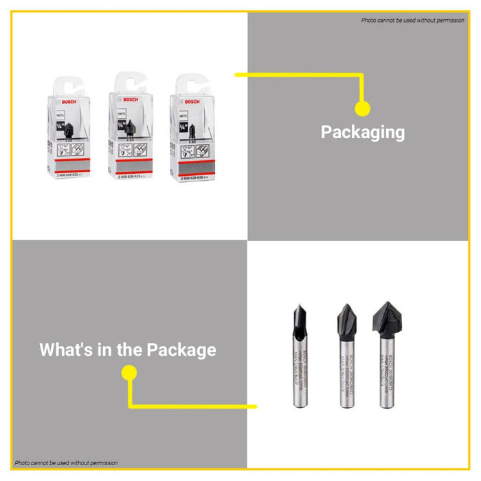 BUILDMATE Bosch 1/4" Inch V-Groove Router Bit Cutter Standard for Wood Carving Fine Lettering - BAX