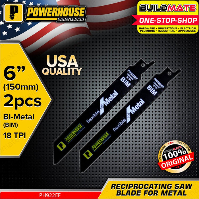 BUILDMATE Powerhouse 2PCS/SET 6" Inch Reciprocating Saw Blade Flexible for Metal / Top for Wood PTAA