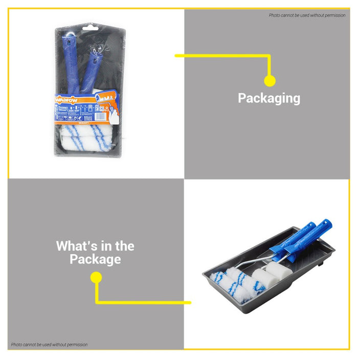 BUILDMATE Wadfow 7in1 4" Inch Paint Roller Cylinder Brush Set for Wall Painting 100mm WCB3H71 WHT