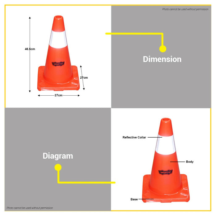 BUILDMATE Wadfow 45MM Traffic Cone Reflective Collars Orange Safety Caution Road WYJ1A45 - WHT