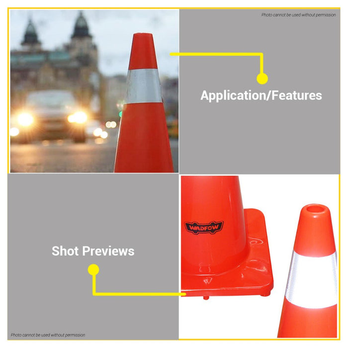 BUILDMATE Wadfow 45MM Traffic Cone Reflective Collars Orange Safety Caution Road WYJ1A45 - WHT