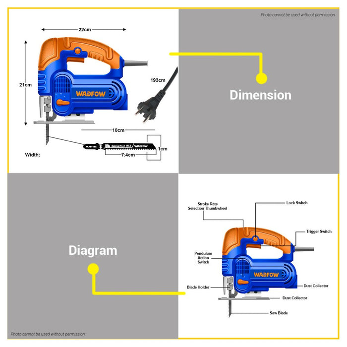 BUILDMATE Wadfow Electric Jigsaw 570W Wood Cutter Machine Woodworking Power Tools WJS15571 - IPT