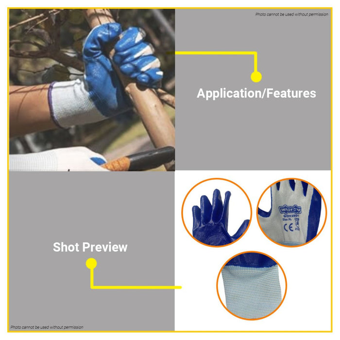 BUILDMATE Wadfow XL Nitrile Glove Protective Work Gloves Nitrile Elastic and Flexible WGV2801 - WHT