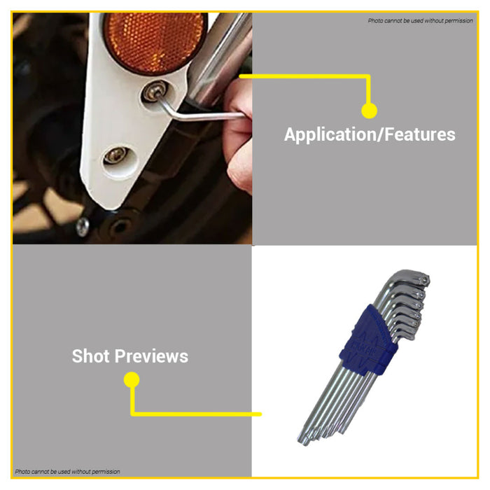 BUILDMATE Wadfow 7PCS/SET Hex Allen | Torx Key L Shape Short Arm Wrench Hand Tools Repair Steel WHT