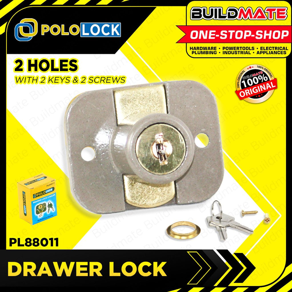 BUILDMATE Pololock Drawer Lock Gold 2 Holes Back with 2pcs Keys for Ca ...