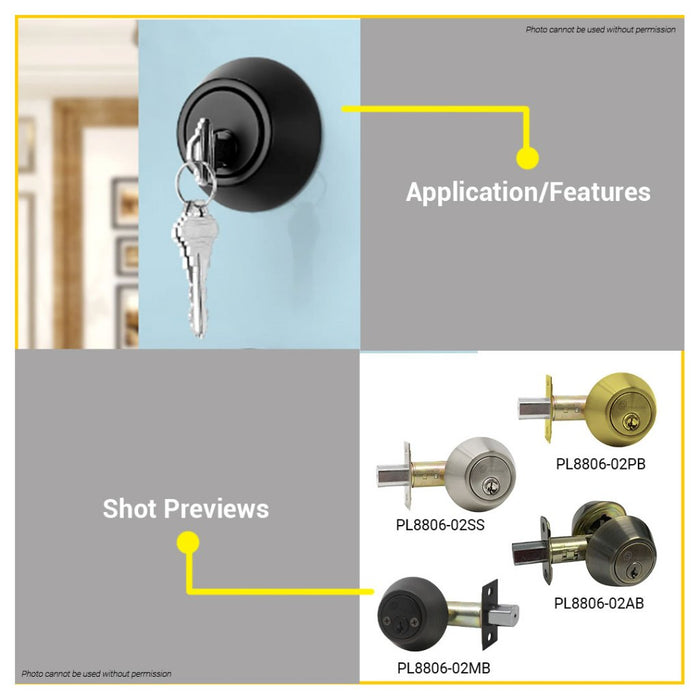 POLOLOCK DOUBLE Deadlock Security Lock Door Entrance Doorknob Cylinder Deadbolt PL88006-02 •BUILDMATE•