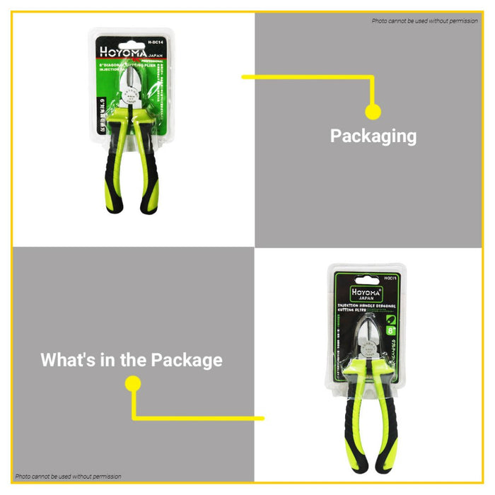 HOYOMA Injected Diagonal Cutting Pliers 6" / 8" Inch Electricians Side Cutter Wire Cutting Stripping - •BUILDMATE• HYMHT