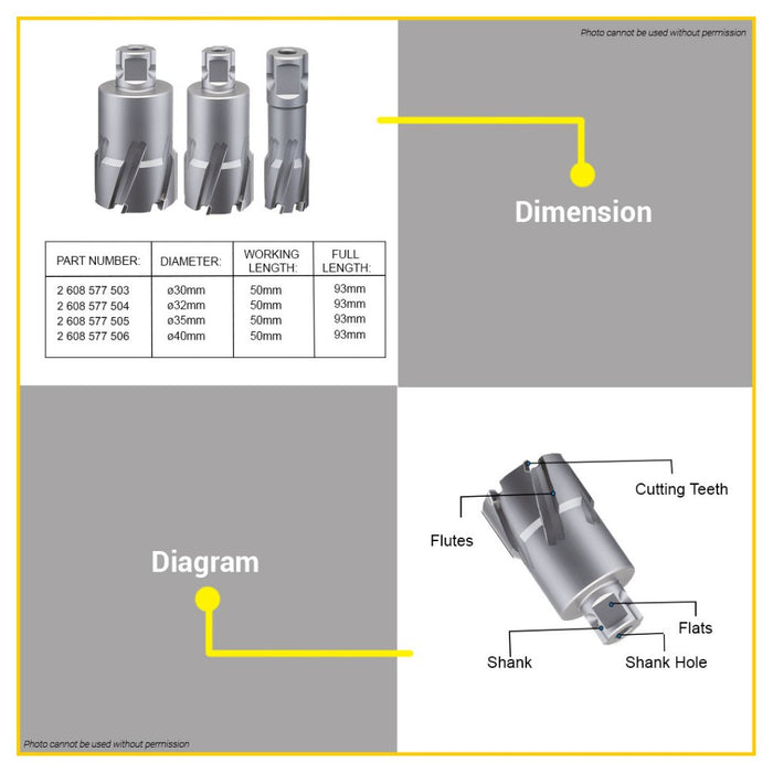 BOSCH TCT Annular Cutter 14MM - 40MM x 50MM Tungsten Carbide Tip with Universal Shank  • BUILDMATE• BAX