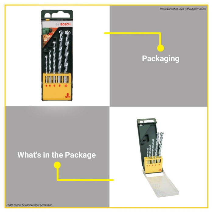 BUILDMATE Bosch 5PCS Sales Campaign 4MM - 8MM Masonry Drill Bits Set for Concrete 2607019439 - BAX
