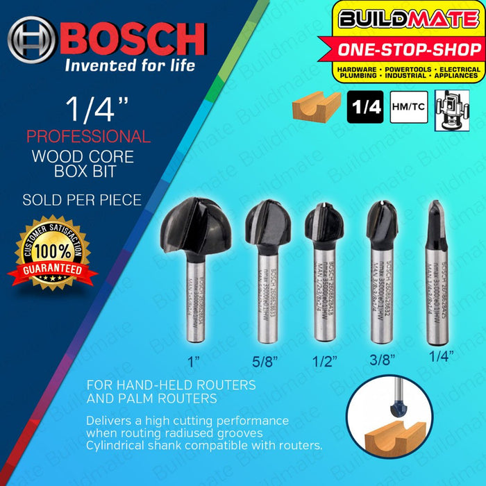 BUILDMATE Bosch 1/4" Inch Core Box Bit Router Bits Cutter 1/8" - 1/2" Inch Standard for Wood - BAX