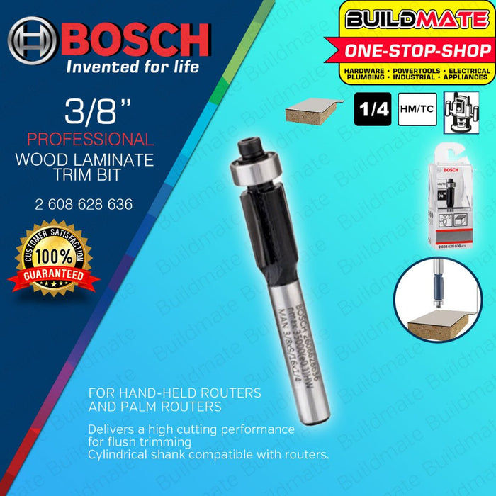 BUILDMATE Bosch 1/4" Inch Flush Laminate Trim Router Bit Standard for Wood Cutter Flush Trimming BAX