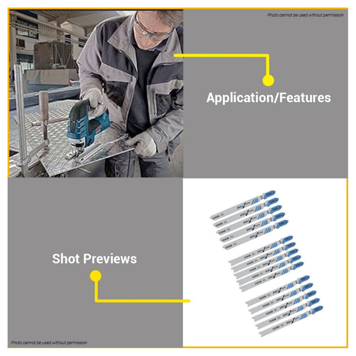 BUILDMATE Bosch 92MM 5PCS Jigsaw Blade Set HSS Straight Cut Saw Blades Basic for Metal Cutting - BAX