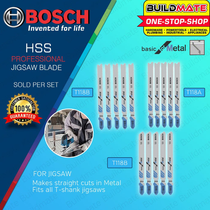 BUILDMATE Bosch 92MM 5PCS Jigsaw Blade Set HSS Straight Cut Saw Blades Basic for Metal Cutting - BAX