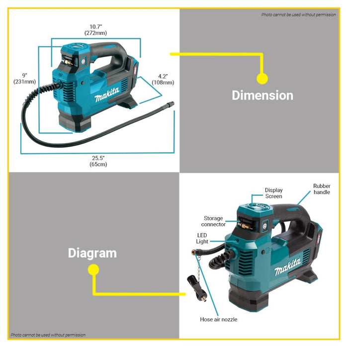 MAKITA Lithium-Ion Cordless Inflator 40V Max XGT 161PSI Air Pump Compressor Car Portable Tyre Tire Inflator MP001GZ •BUILDMATE•