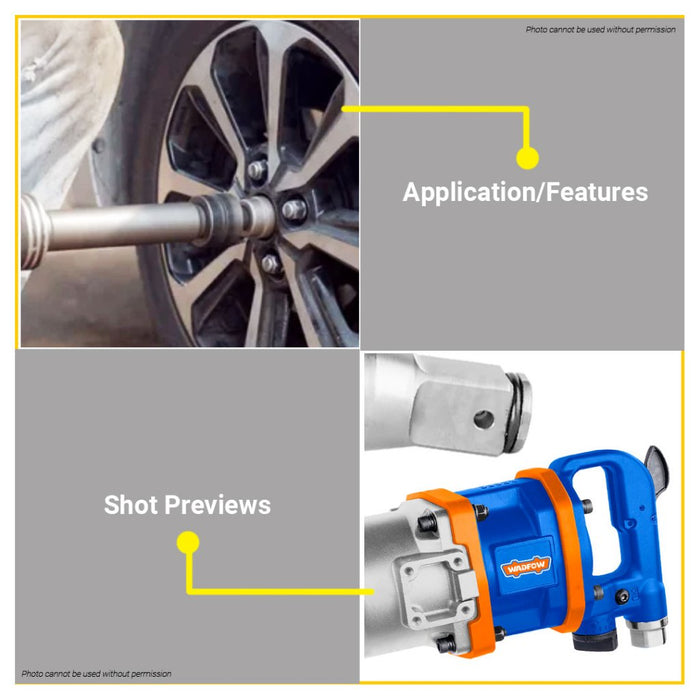 BUILDMATE Wadfow 25.4mm Air Impact Wrench Square Drive with Universal Connector WAT1501 - WPT