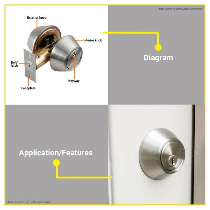 BUILDMATE Wadfow Door Knobs with Single / Double Cylinder Deadbolt Lockset Keyed Alike Entance Lock WUE1501 / WUE1502 - WHT