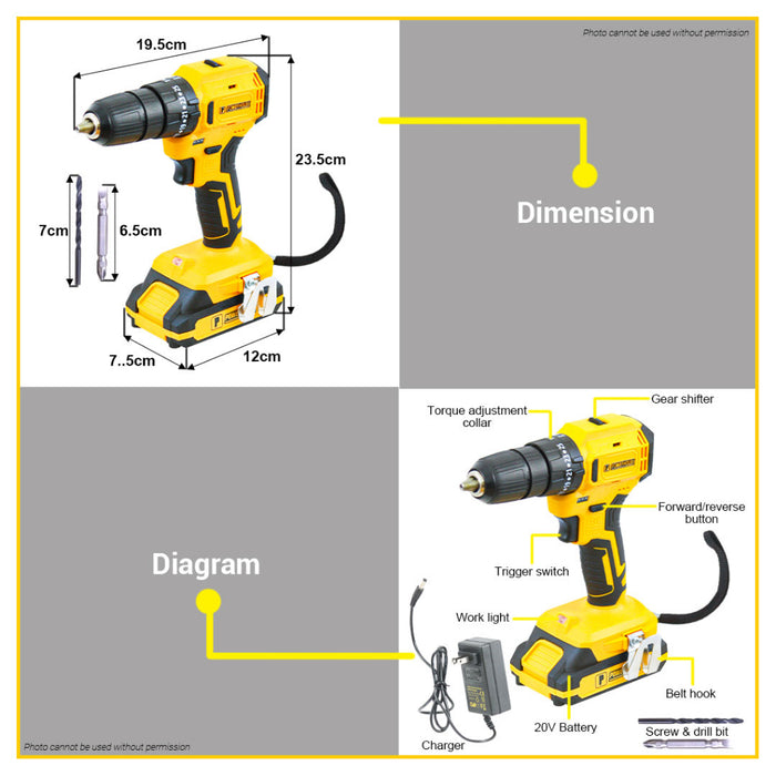 BUILDMATE Powerhouse 20V 13mm Cordless Impact Drill Diver BRUSHLESS MOTOR Hammer Wood Drilling Barena Power Tools for Masonry Concrete DIY (with Battery & Charger) PH-20V-WLPRO13MM-IMPACT-XBL  - PHPT