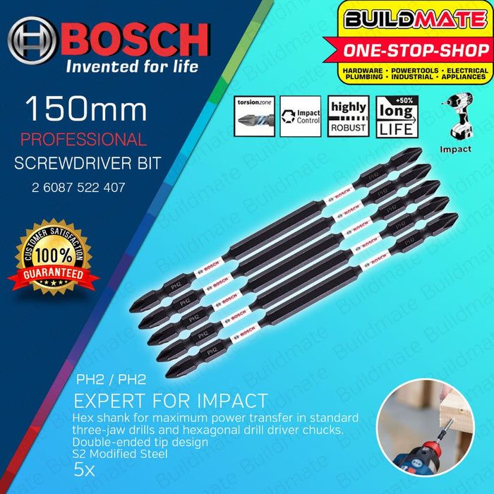 BUILDMATE Bosch Double-Ended Screwdriver Bit Set 65MM - 150MM Phillip Magnetic Expert for Impact BAX
