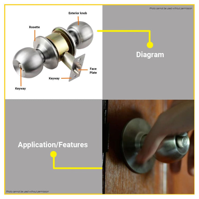 BUILDMATE WADFOW Cylindrical Door Knob Set Entrance / Privacy Function Lockset Door Lock Knobset SOLD PER SET WQH1501 / WQH1502 - WHT