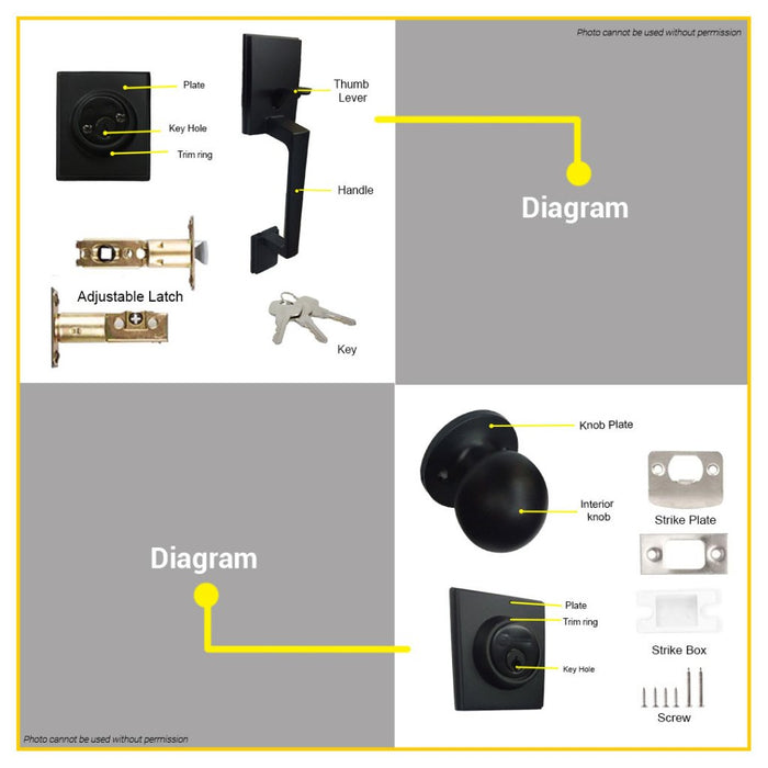 BUILDMATE Pololock Entrance Handle Set DOUBLE Lock Doorknob Handleset for Main Door Lockset PL88027